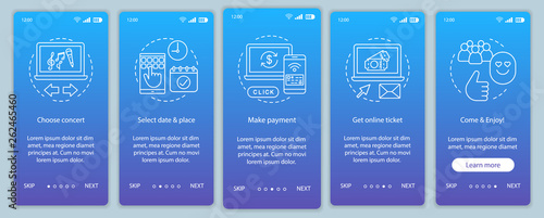 Concert onboarding mobile app page screen vector template