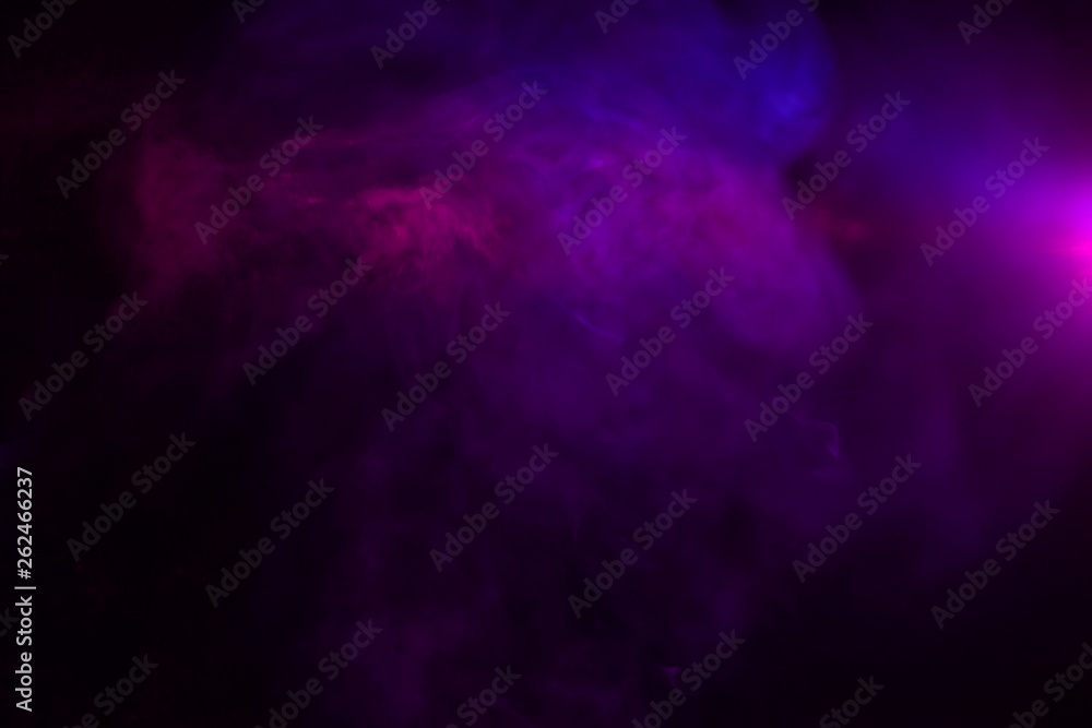 abstract purple and blue color , smoke cloud on black background