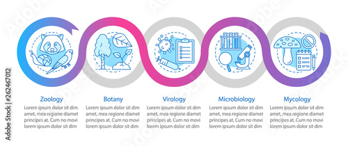 Biology branches vector infographic template
