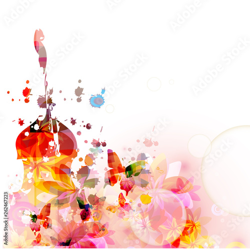 Colorful violoncello with butterflies isolated vector illustration design. Music background. Cello poster, music festival poster, live concert events, party flyer