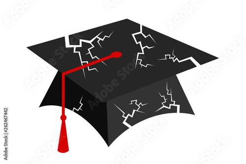 Decay and deterioration of quality of education system - college, academy and university is worsening and declining. Vector illustration.