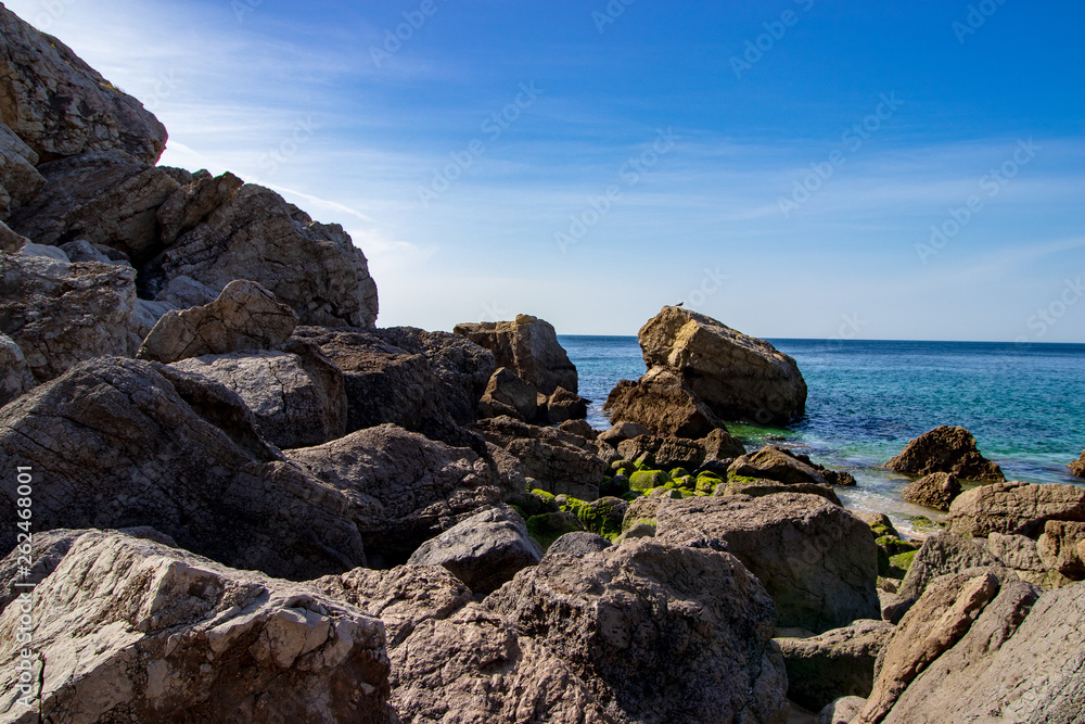 rocks on the california beach, Sesimbra