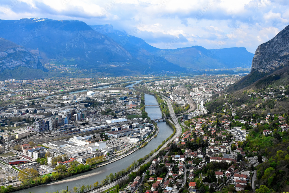 aerial view of the Grenoble, France