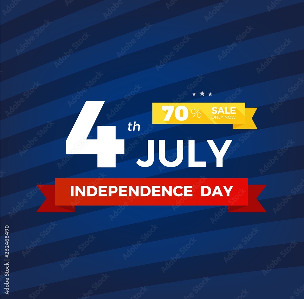 4th of July with USA flag, Independence Day Banner. Fourth of July felicitation classic postcard. USA Happy Independence day greeting card. Vector illustration. EPS 10 4th of July with USA flag, Independence Day Banner. Fourth of July felicitation classic postcard. USA Happy Independence day greeting card. Vector illustration. EPS 10