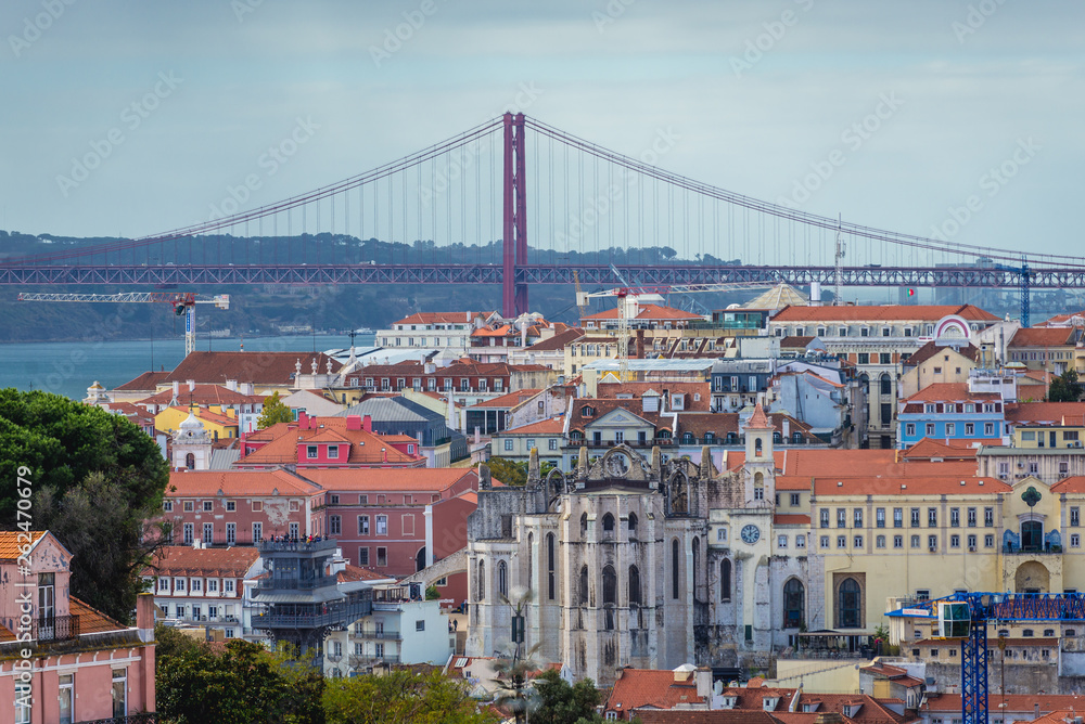 Bridge of 25th April in Lisbon, capital city of Portugal