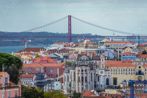 Bridge of 25th April in Lisbon, capital city of Portugal