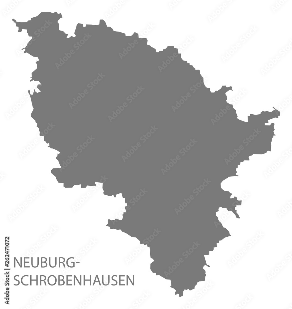 Neuburg-Schrobenhausen grey county map of Bavaria Germany