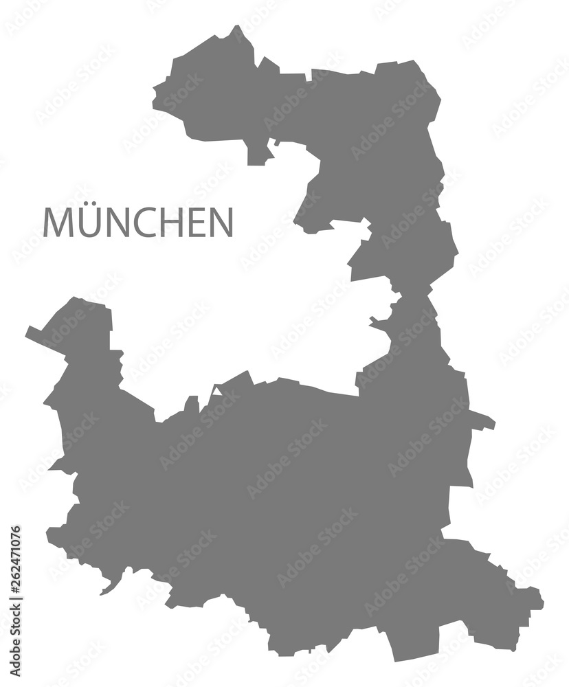 Naklejka premium Muenchen grey county map of Bavaria Germany