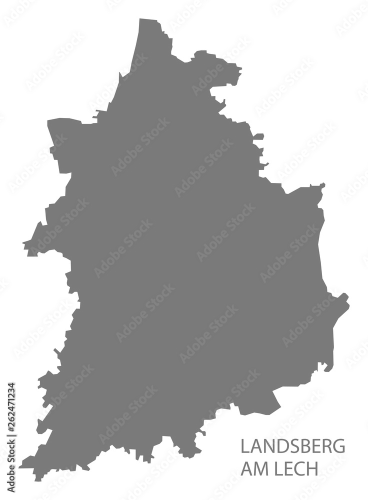 Landsberg am Lech grey county map of Bavaria Germany