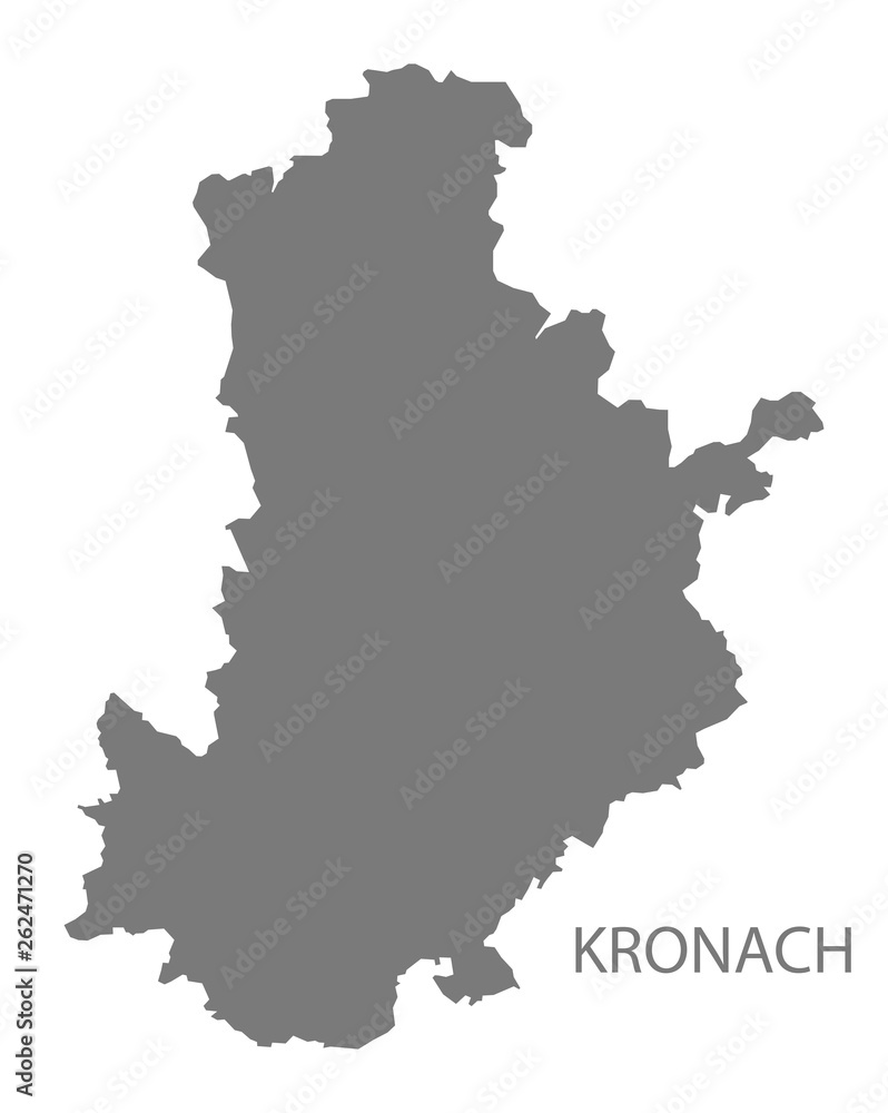 Kronach grey county map of Bavaria Germany