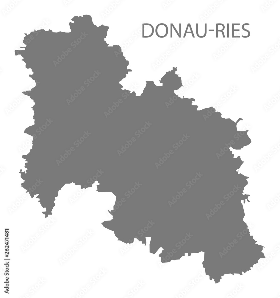 Donau-Ries grey county map of Bavaria Germany