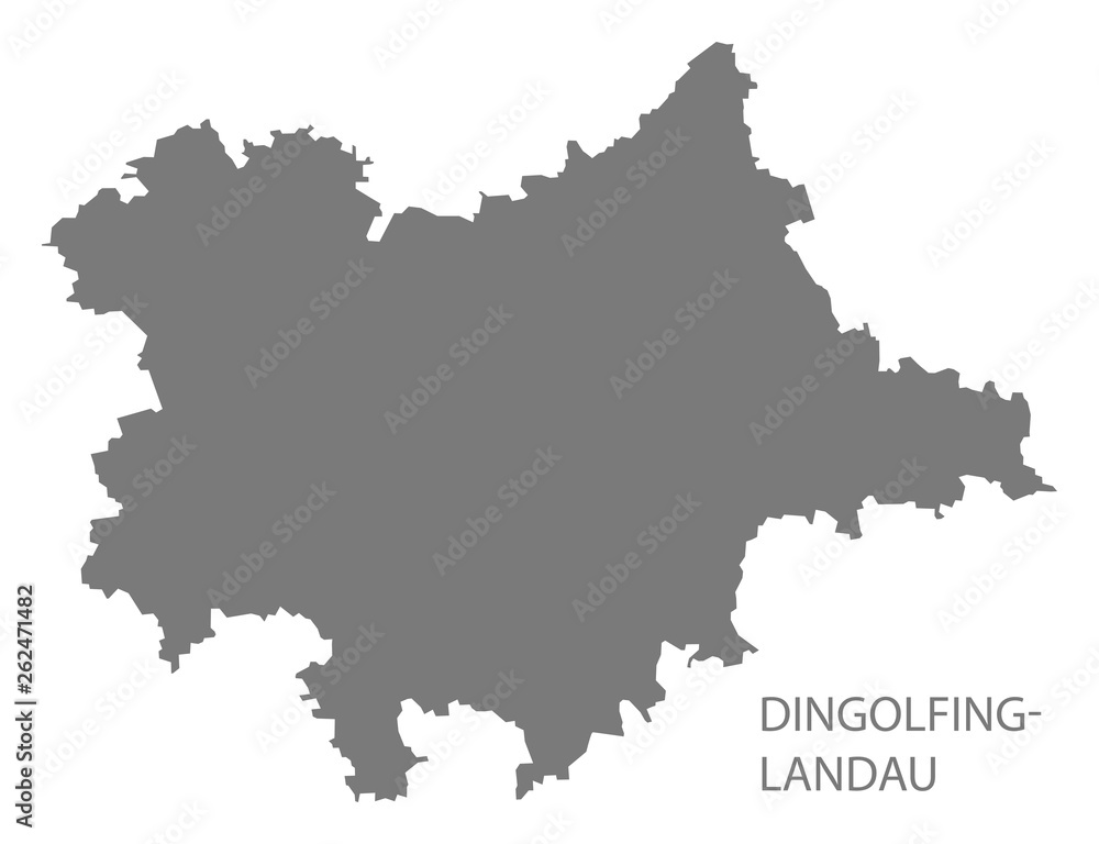 Dingolfing-Landau grey county map of Bavaria Germany