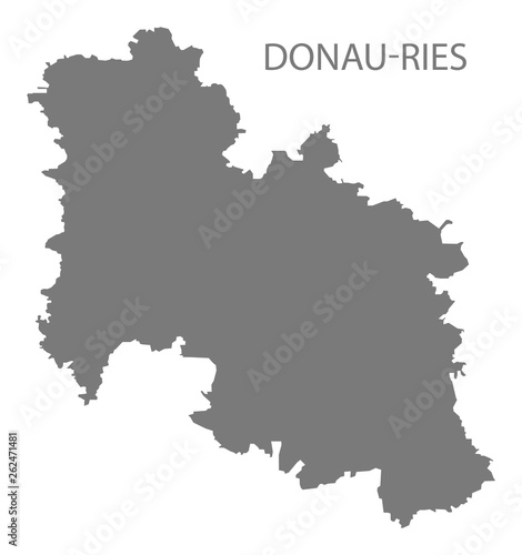 Donau-Ries grey county map of Bavaria Germany