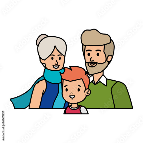 cute grand parents couple with grandson