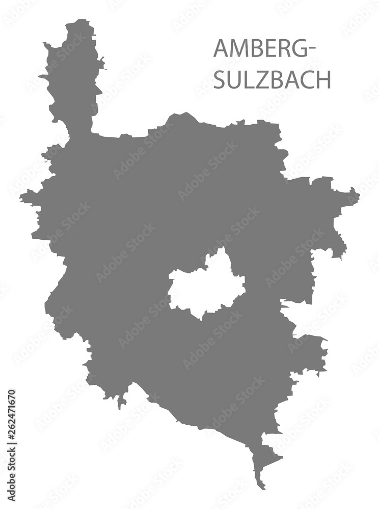 Amberg-Sulzbach grey county map of Bavaria Germany