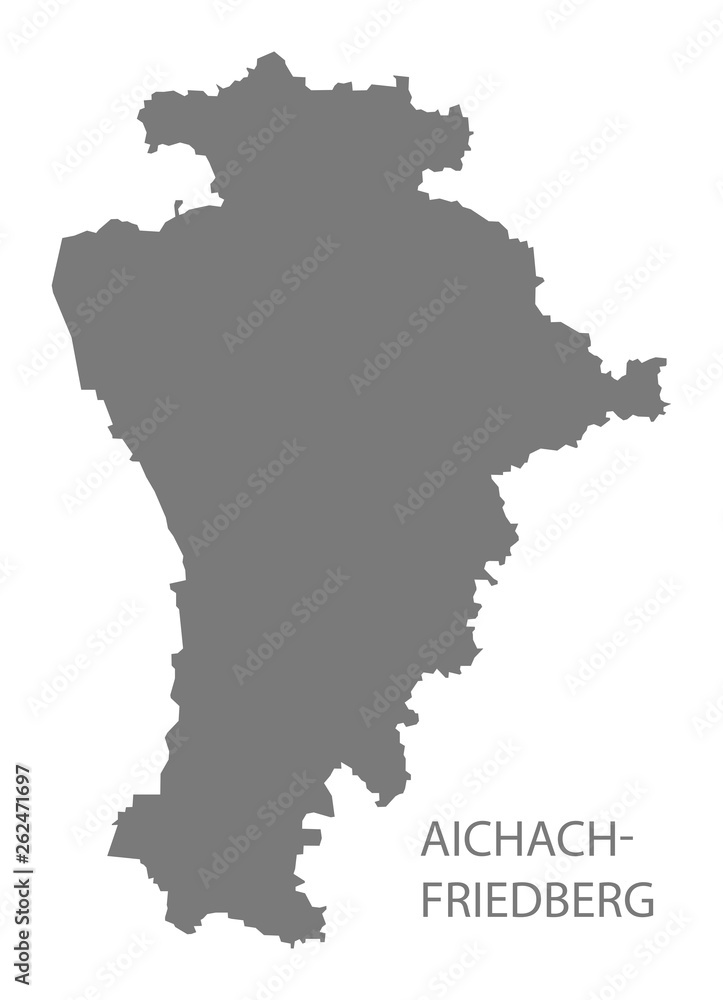 Aichach-Friedberg grey county map of Bavaria Germany