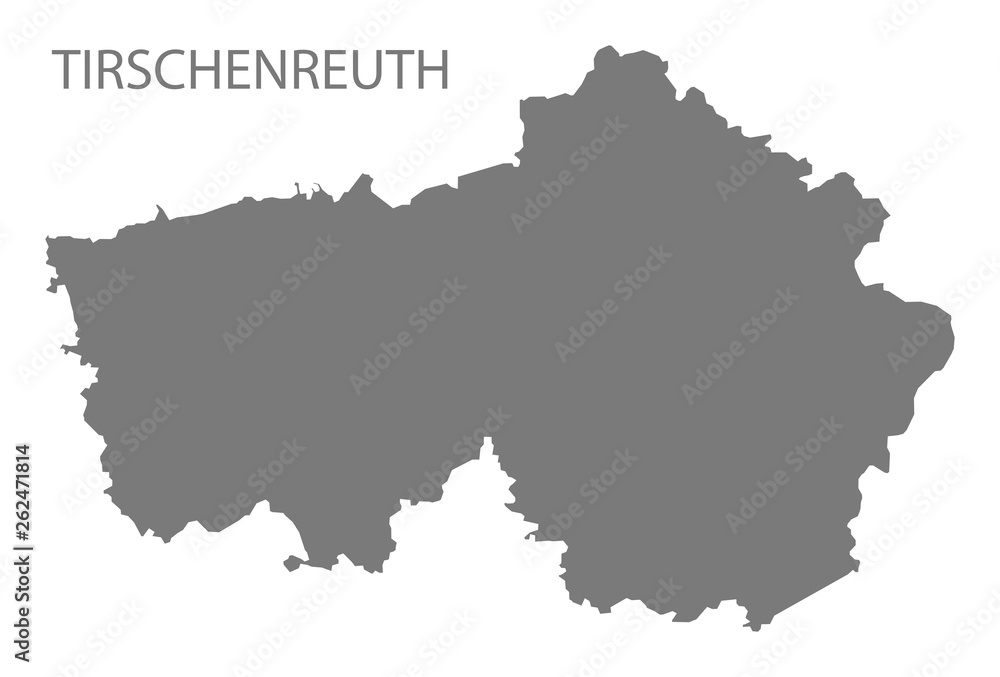 Tirschenreuth grey county map of Bavaria Germany