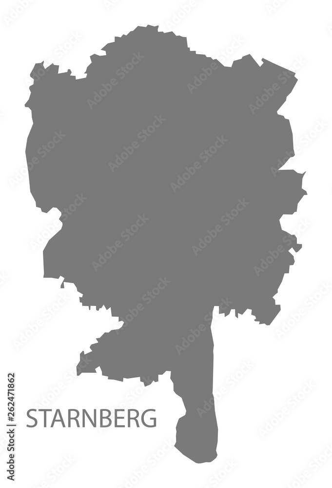 Starnberg grey county map of Bavaria Germany