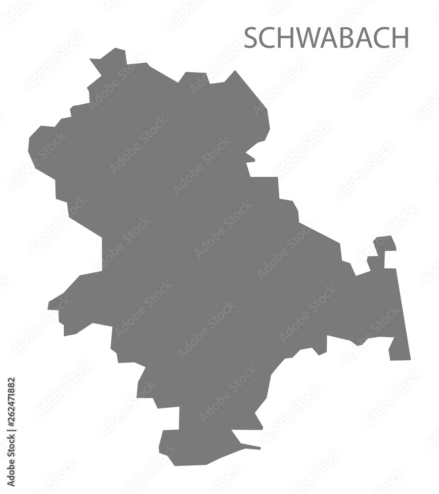 Schwabach grey county map of Bavaria Germany
