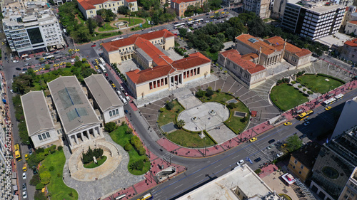 Fotografie Aerial drone photo of trilogy neoclassic buildings, Academy of Athens, Universit