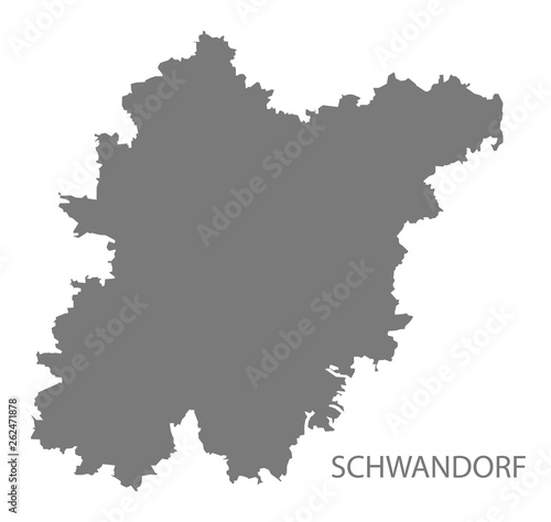 Schwandorf grey county map of Bavaria Germany