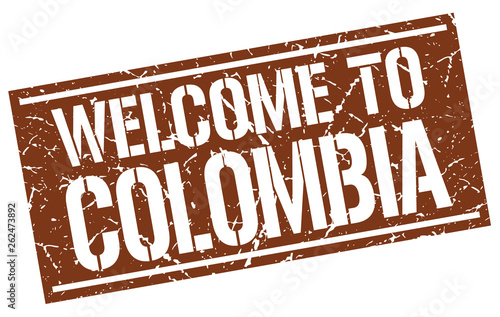 welcome to Colombia stamp