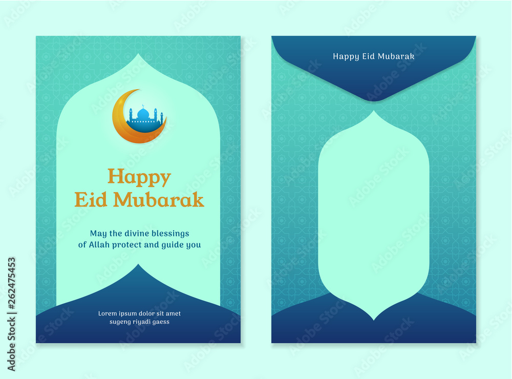 Money envelope template design for Islam eid al fitr mubarak