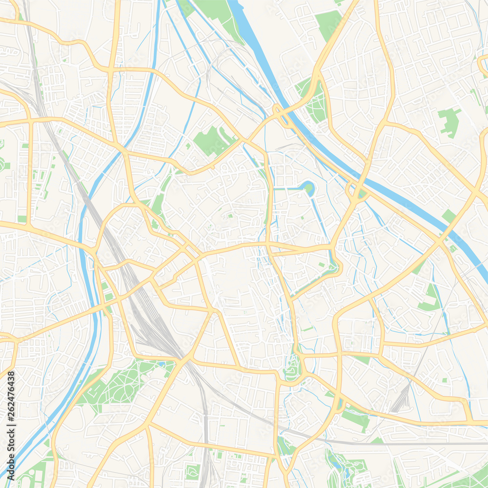 Augsburg, Germany printable map