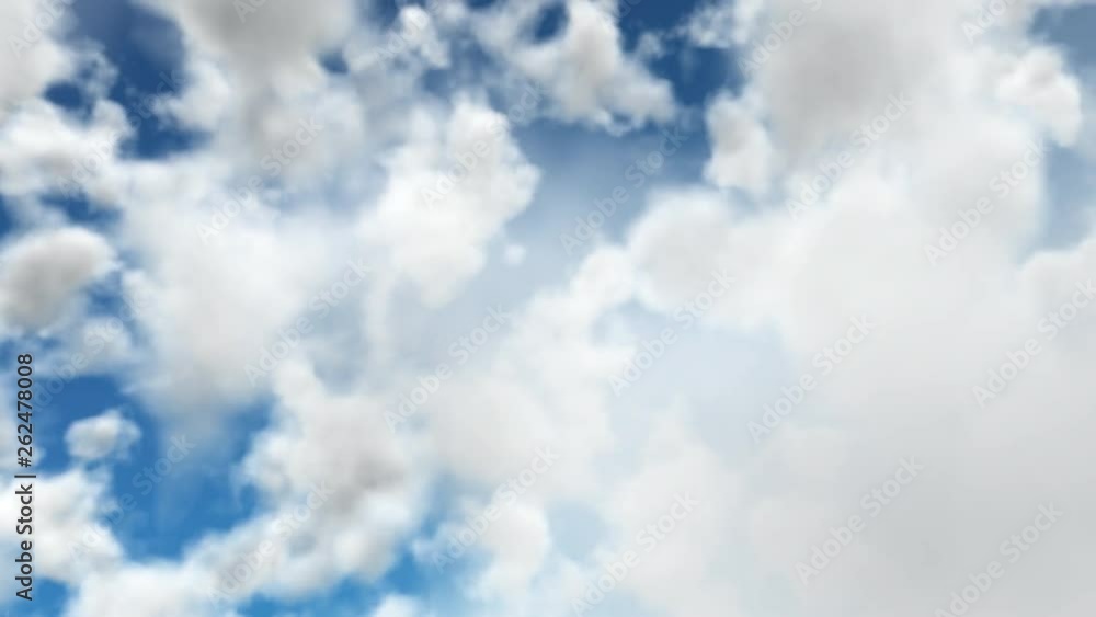 UHD 3D animation of the realistic blue cloudy sky UHD 3D animation of the realistic blue cloudy sky