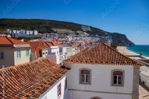 Obraz na płótnie houses and buildins of Sesimbra,Portugal