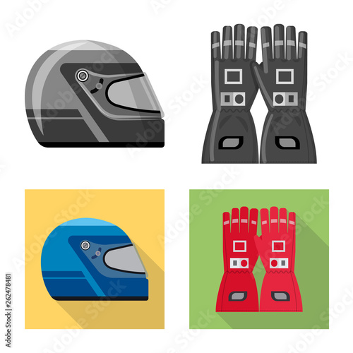 Vector illustration of car and rally sign. Set of car and race stock symbol for web.