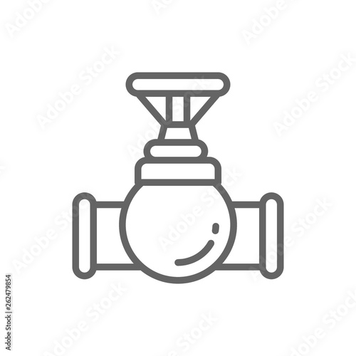 Vector valve, tap, pipe connector line icon.