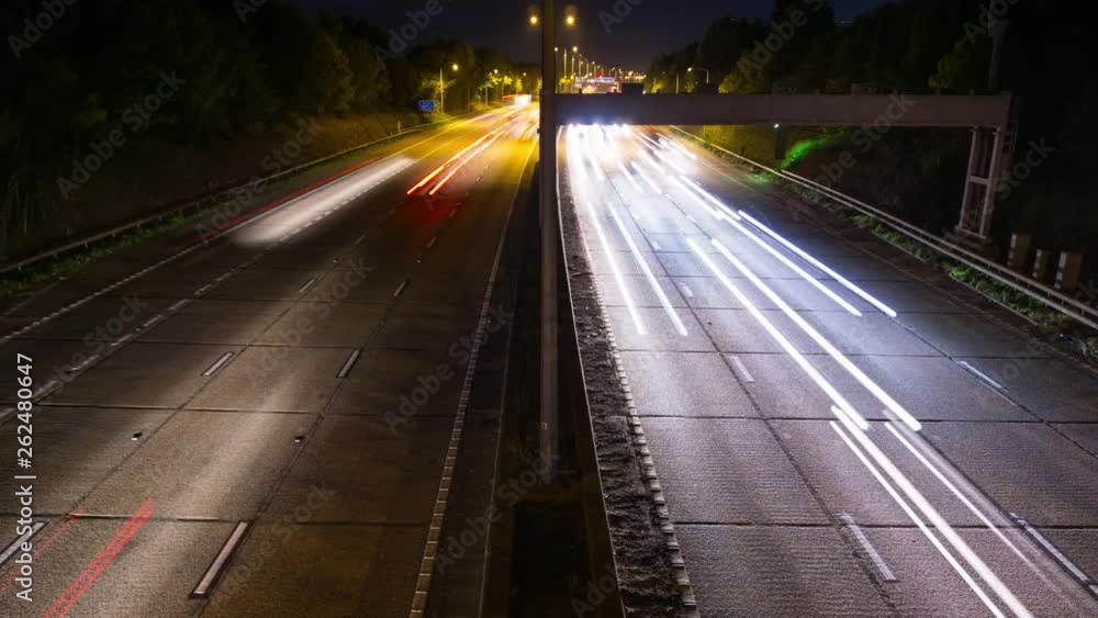 Time Lapse of Cars Traffic on London Orbital motorway M25 at Night Time Lapse of Cars Traffic on London Orbital motorway M25 at Night