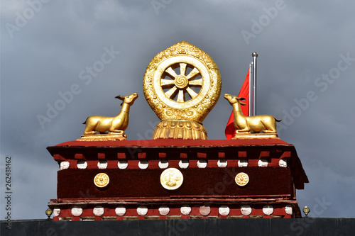 Tibet, Lhasa, the ancient Buddhist temple of Jokang. Architecture details photo