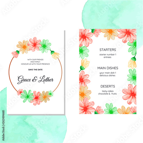 Elegant floral wedding invitation