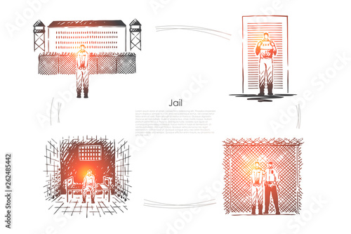Jail, criminal penalty, crime punishment, prisoner incarceration, convict behind bars, correctional institution banner