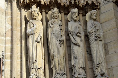 detail of facade of Notre Dame, Paris, France