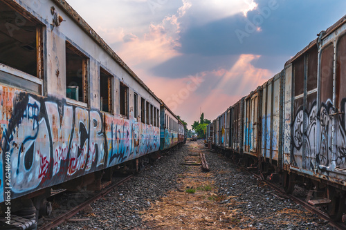 Old train wrecks that were left waiting for repairs