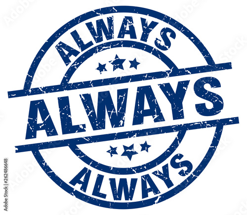 always blue round grunge stamp