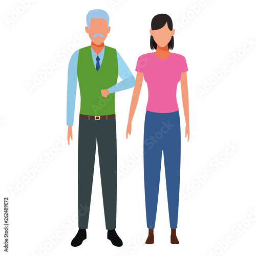 old man and young woman