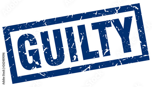 square grunge blue guilty stamp
