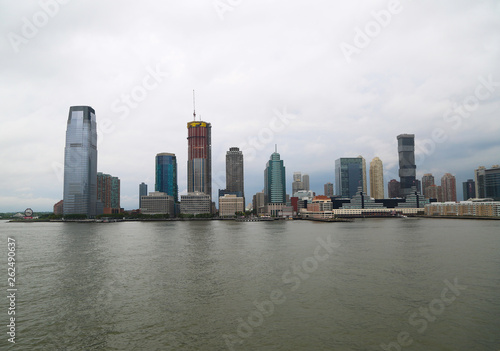 New York city on a gloomy day - panorama view from the water