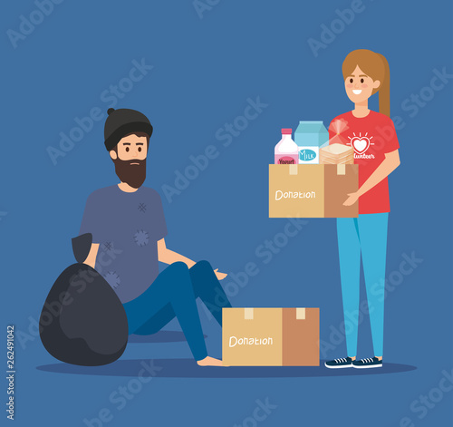 girl volunteer with box donation to indigent