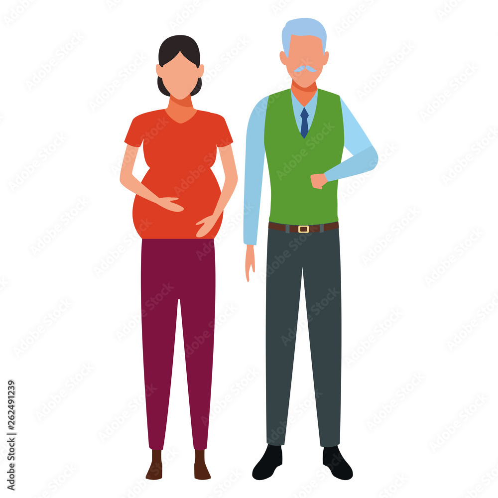pregnant woman and old man pregnant woman and old man