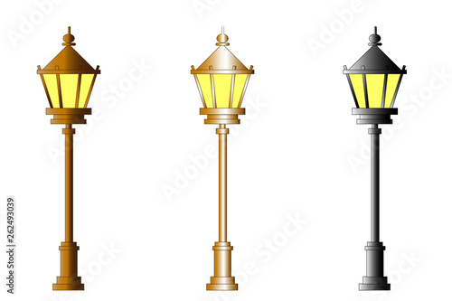 Cast-iron street lamp isolated on white background. Clipping path included.