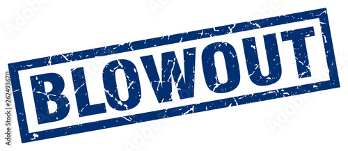 square grunge blue blowout stamp