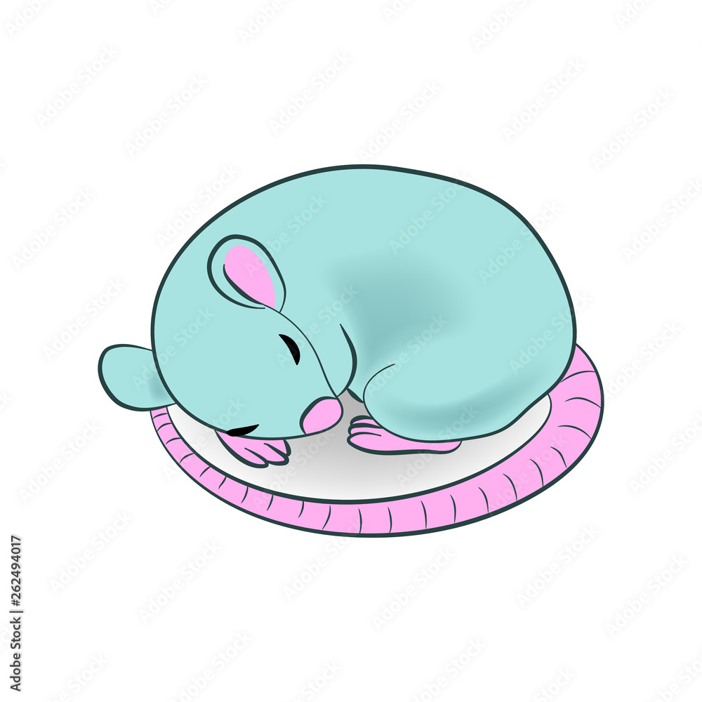 Vector holiday illustration with symbol of the 2020 year - cute Rat. Design for prints for children. Vector holiday illustration with symbol of the 2020 year - cute Rat. Design for prints for children.