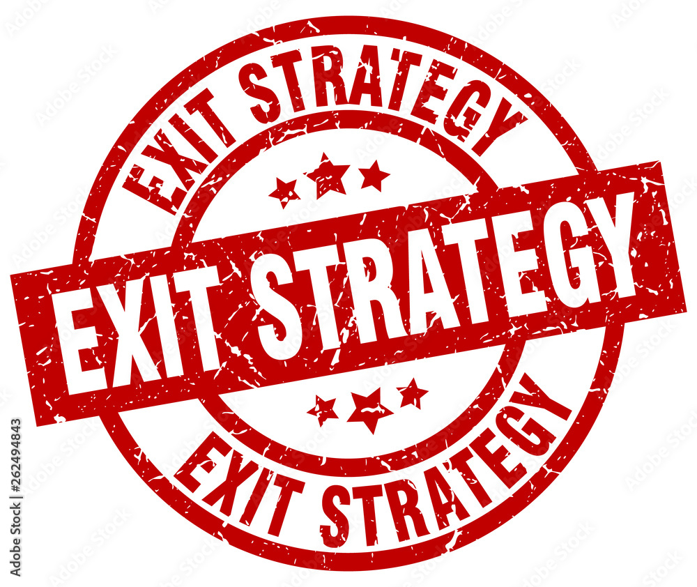 exit strategy round red grunge stamp