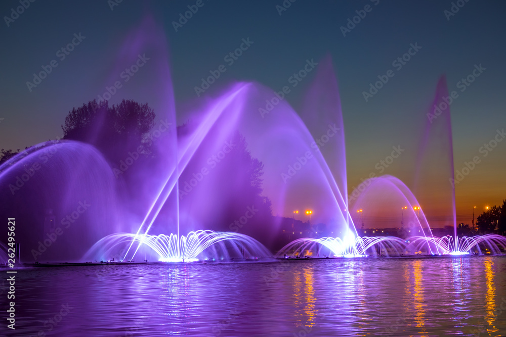 City Fountain with Evening Illumination