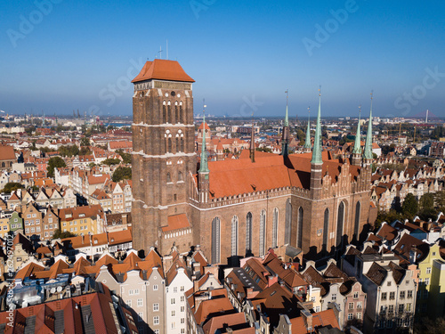 Aerial view Saint Mary Cathedral in Gdansk Poland